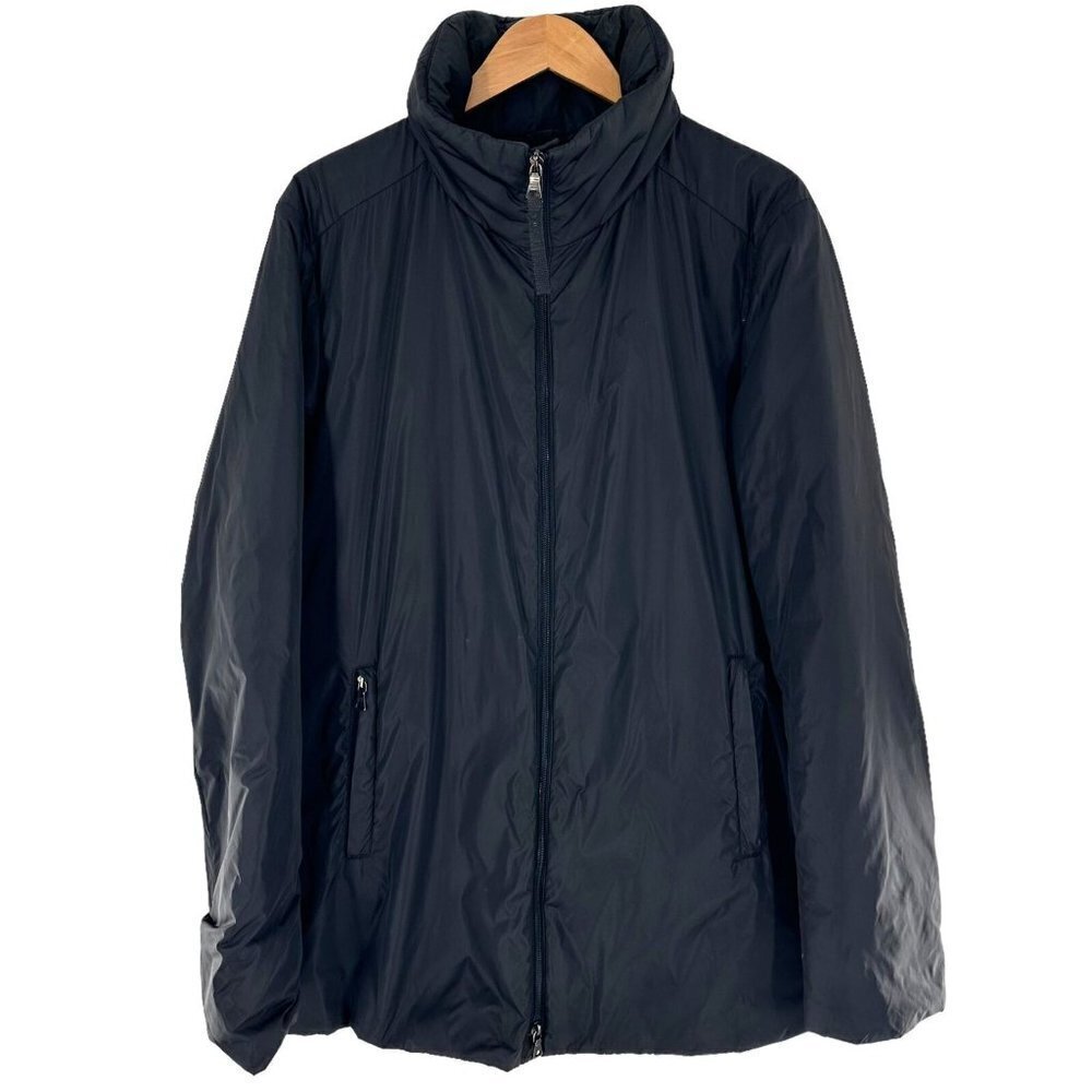 Authentic Prada Black Nylon Zip Front Light Weight Hooded Jacket Men's Size 54
